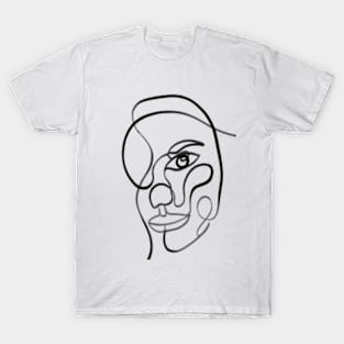 Abstract woman face one line art T-Shirt